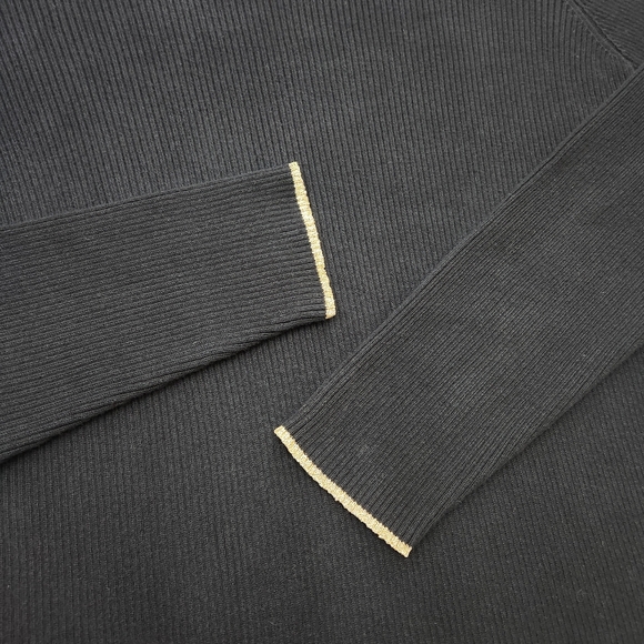 Ralph Lauren Black Turtleneck Sweater with Gold Accents - Picture 3 of 10